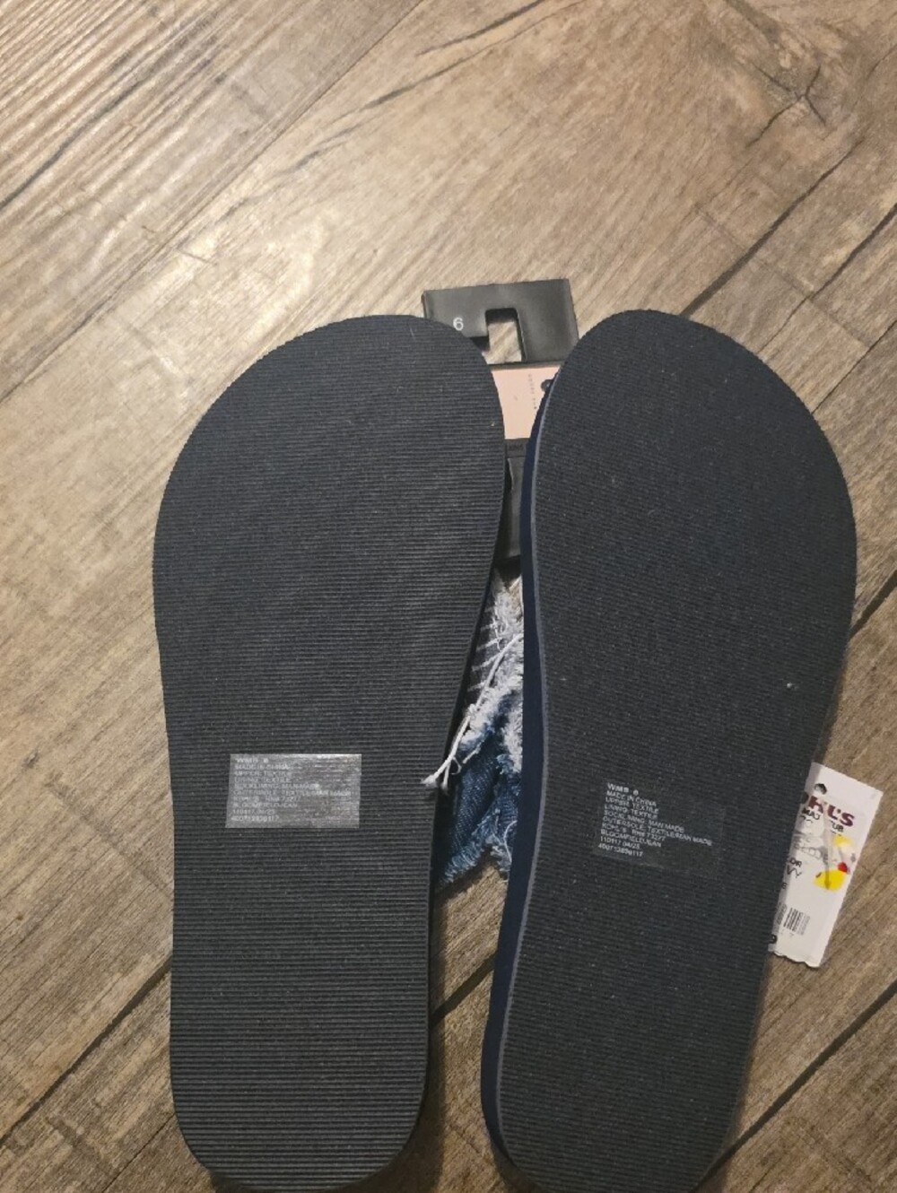 SO Navy Blue Flip Flops with Distressed Denim Straps - Picture 5 of 7